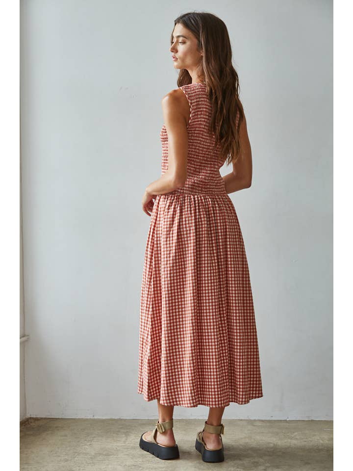 By Together Sayler Gingham Smocked Dress