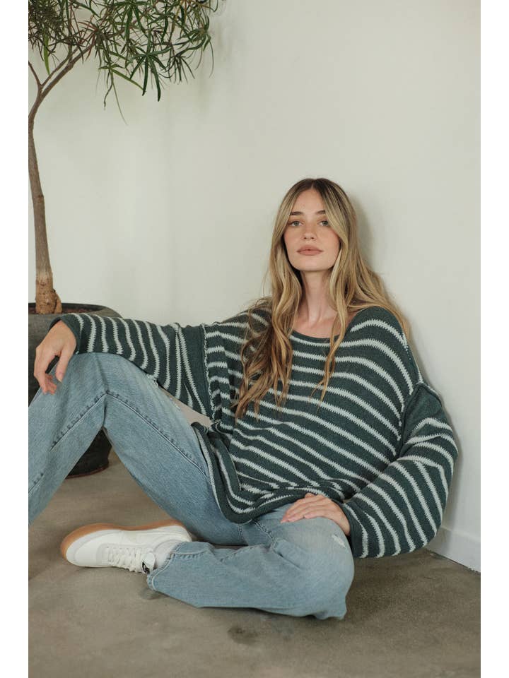 Promesa Striped Knit Oversized Sweater