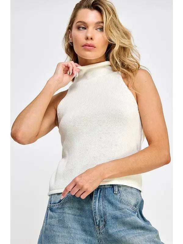 Miss Love Sleeveless Sweater Top