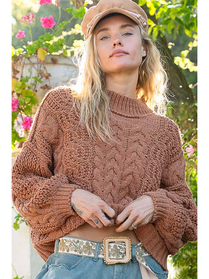 POL Cable Knit Pullover Sweater