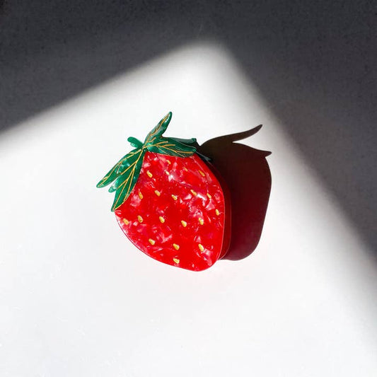 Hand-painted Strawberry Claw Clip