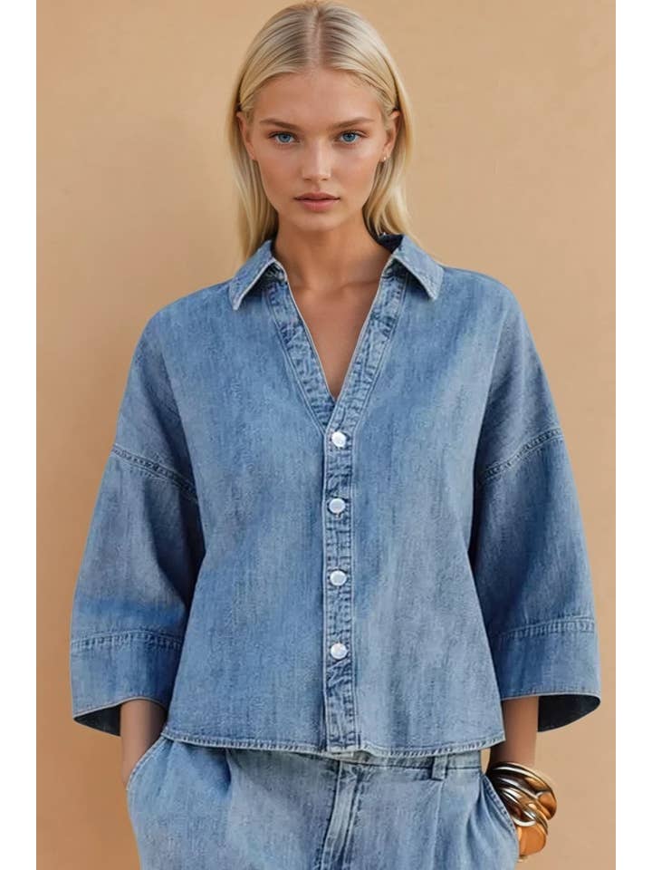Wisteria Lane Oversized Denim Shirt