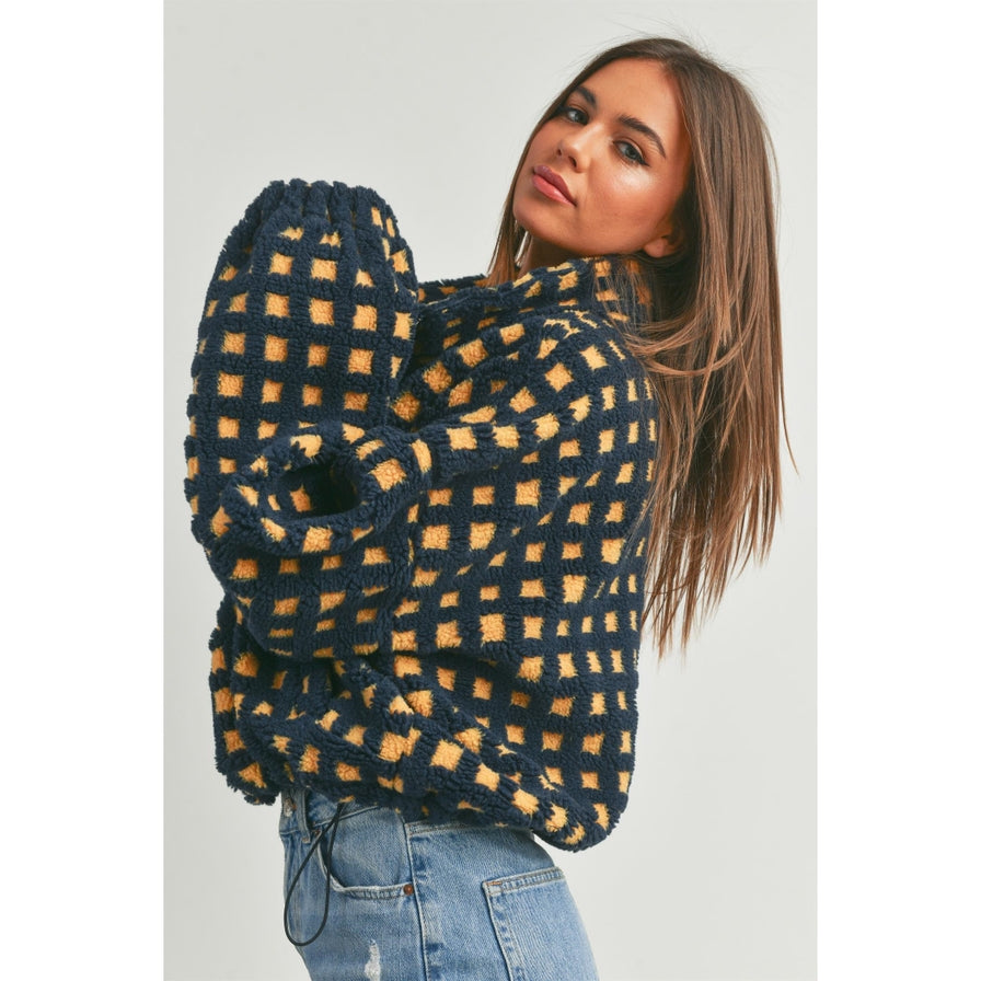 Buttermelon Checkered Sherpa Jacket