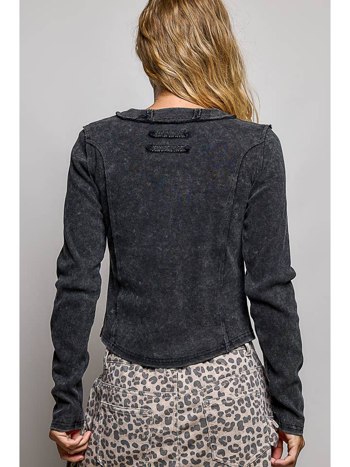 POL Ribbed Washed Accent Top