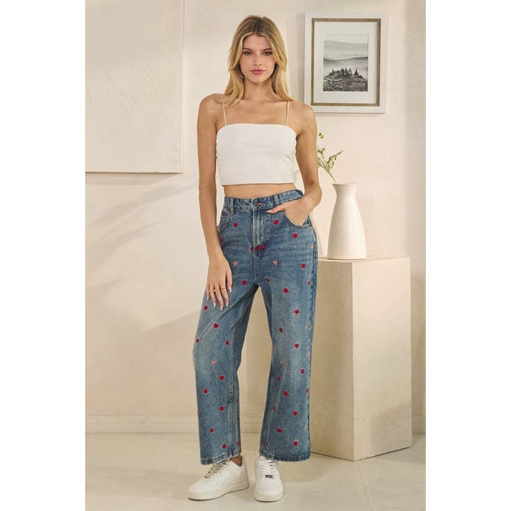 Oli & Hali Heart Embroidered Boyfriend Jeans
