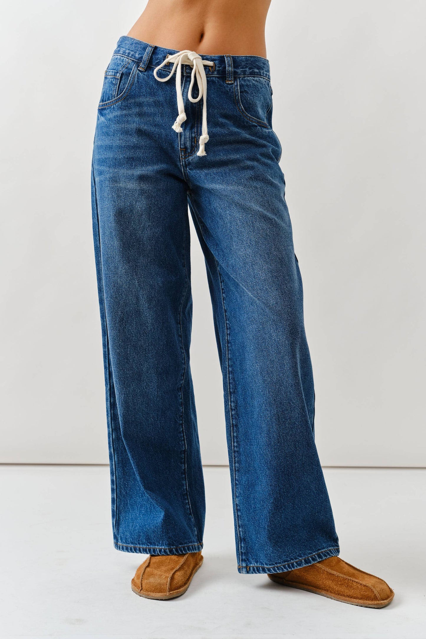 Aaron & Amber Drawstring Straight Jeans