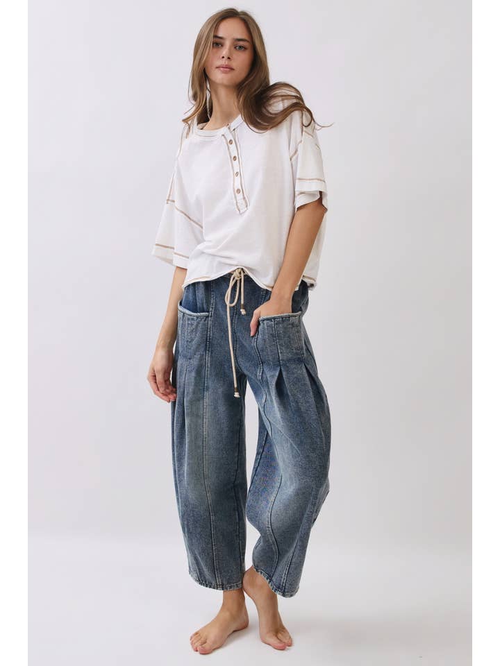 Oddi Washed Denim Barrel Pants