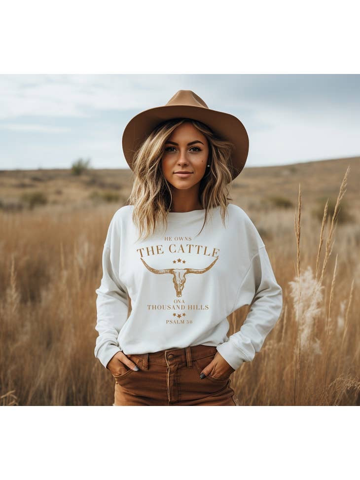 Amy Anne Apparel He Owns The Cattle Crew Neck Sweatshirt