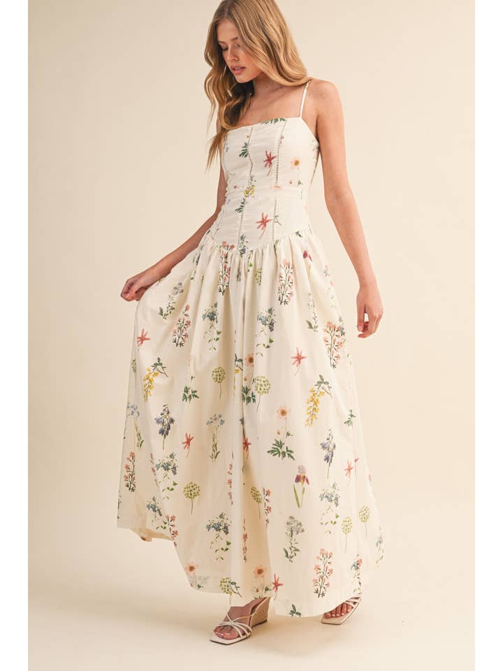 Floral Printed Drop Waist Maxi Dress