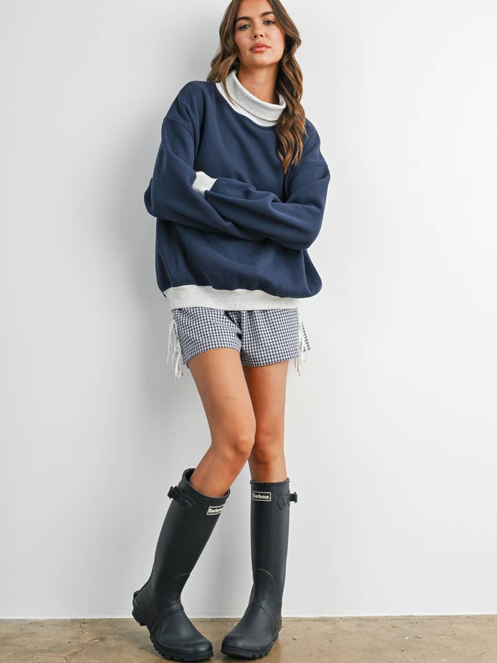 Buttermelon Cozy Contrast Turtleneck Sweater