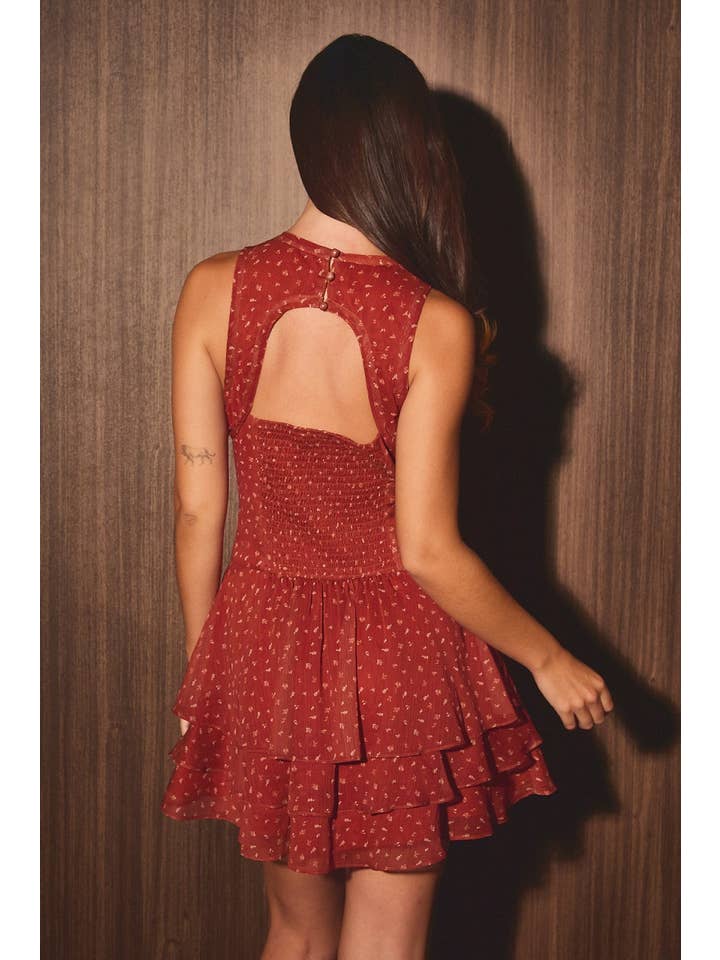 Le Lis Round Neck Smocked Ruffle Dress