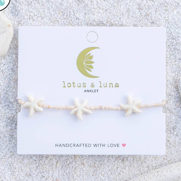 White Seastar Seed Bead Anklet
