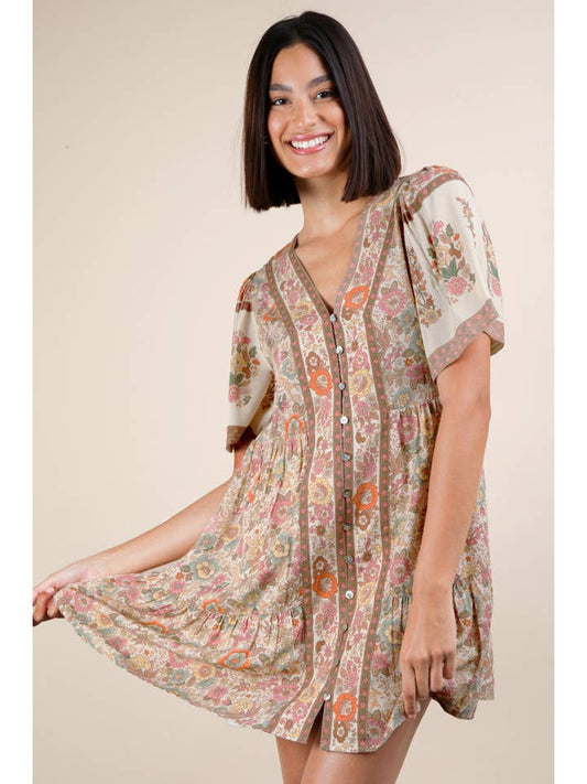 Very J Printed Woven Mini Dress