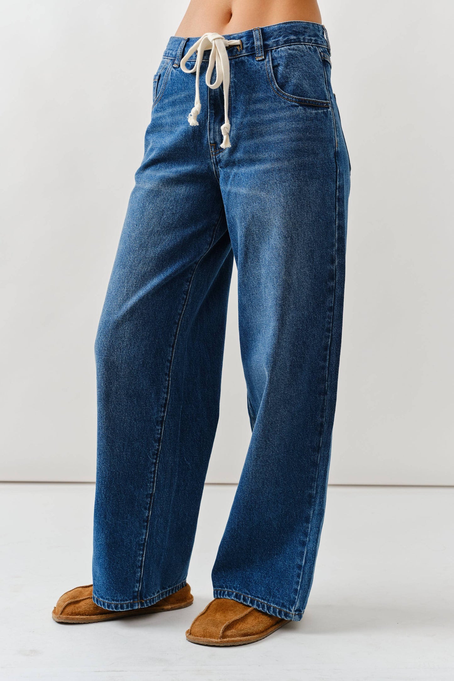 Aaron & Amber Drawstring Straight Jeans