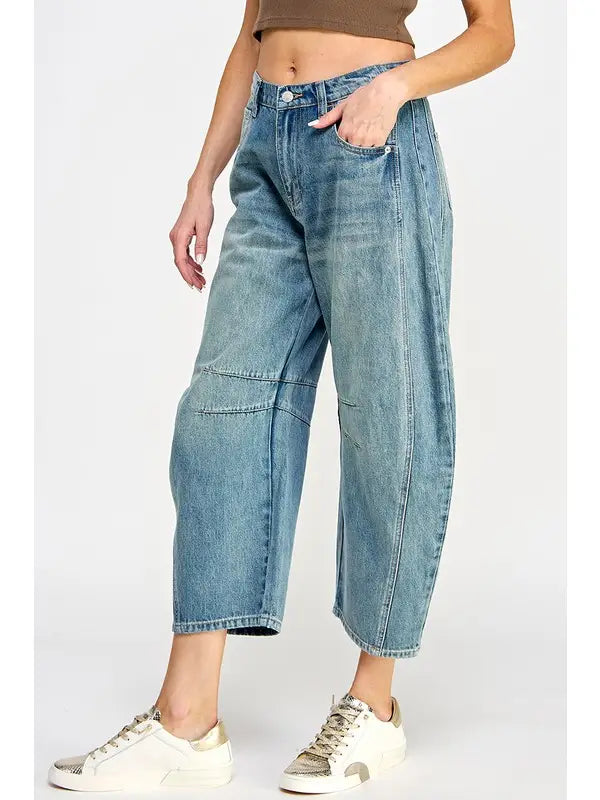 Miss Love Mid Rise Barrel Jeans