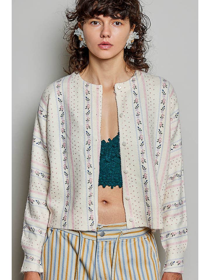 POL Vintage Floral Pullover Cardigan