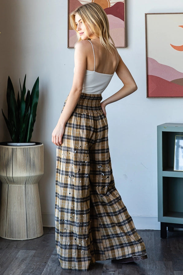 Oli & Hali Wide Leg Plaid Pants