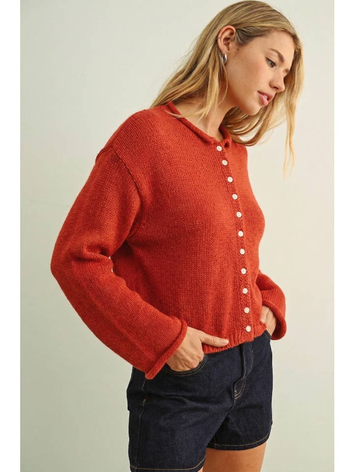 Miou Muse Lightweight Button Front Cardigan