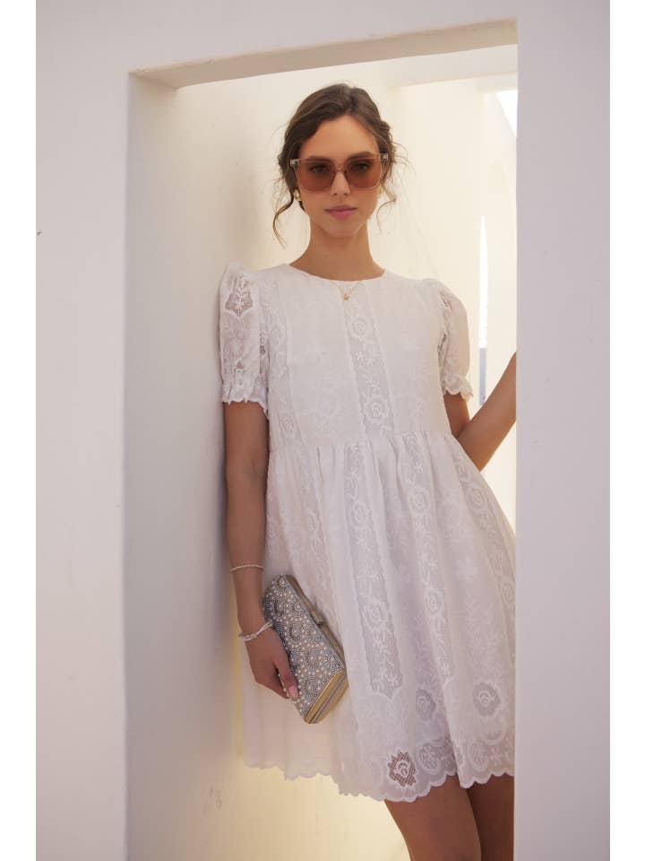 In February Floral Embroidered Babydoll Dress