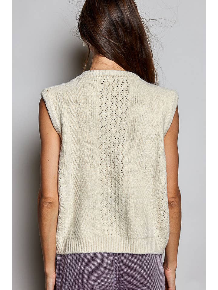 POL Cable Knit Scoop Neck Sweater