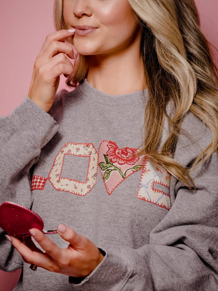 LOVE Quilt Print Valentine's Sweatshirt