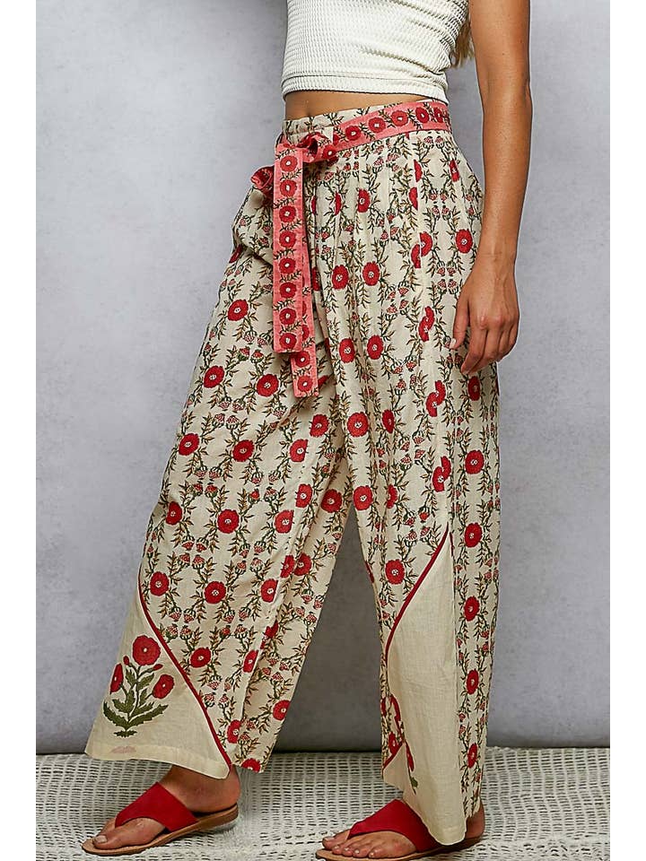 POL Floral Pattern Straight Fit Pants