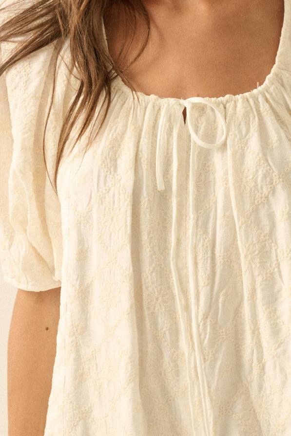 Promesa Floral Embroidered Babydoll Romper