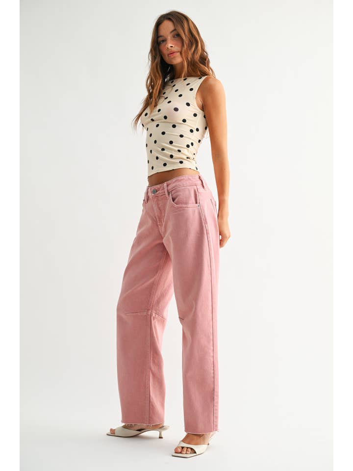 Just USA Washed Pink Barrel Jeans