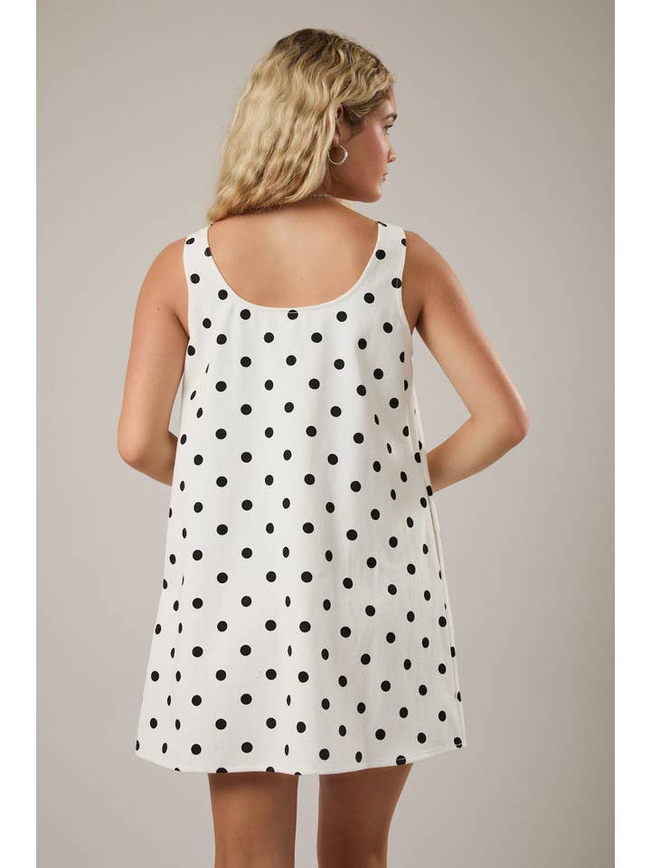 Le Lis Polka Dot Denim Mini Dress