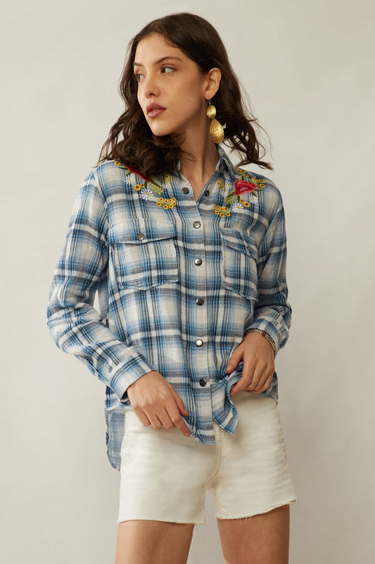 Myra Bohera Trail Blossoms Embroidered Shirt