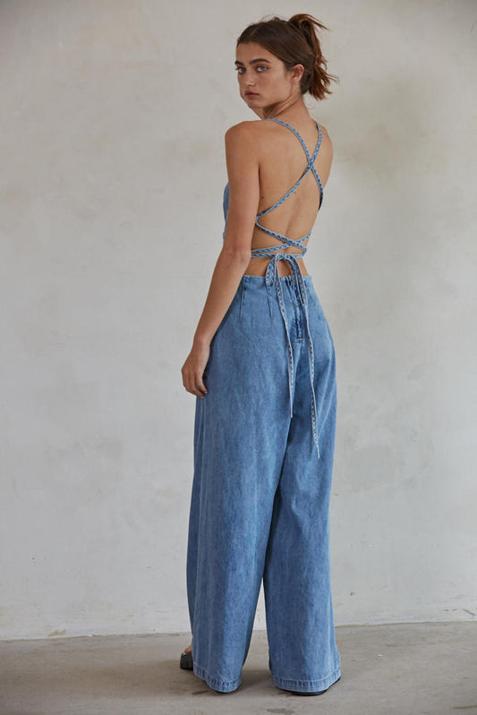 By Together Records On Denim Jumpsuit