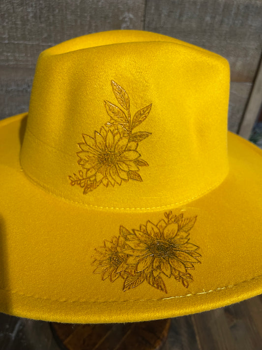 Wild Indigo Sunflowers Burned Hat
