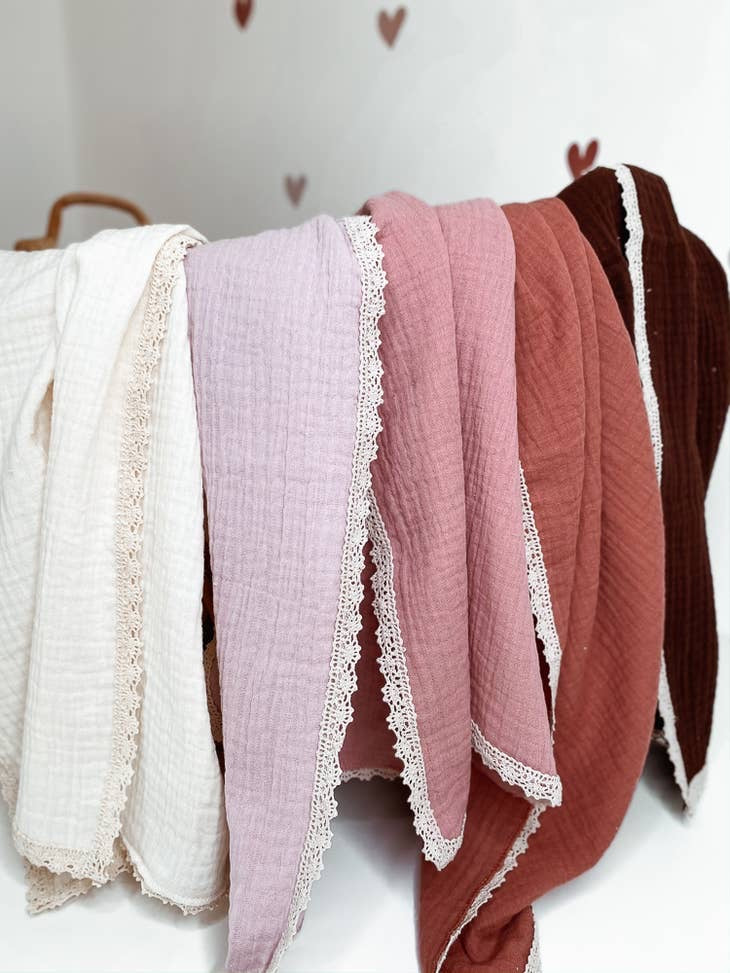 Petite Evelina Cotton Lace Swaddle Blanket