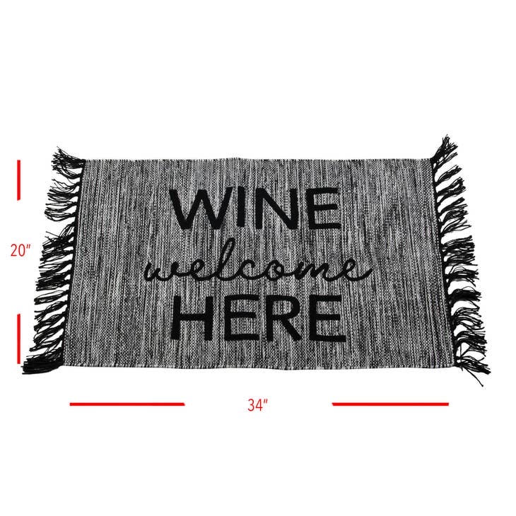 Hand Woven Outdoor Wine Welcome Here Rug