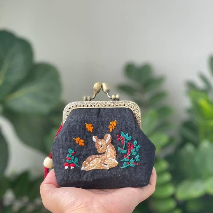 Quince Fables Deer Embroidered Coin Purse