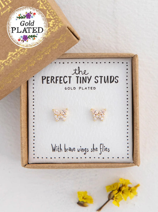 Natural Life Perfect Tiny Stud Earrings - Butterflies