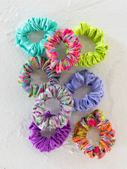 Natural Life Mini Satin Scrunchie Set of 8 - Lime Green