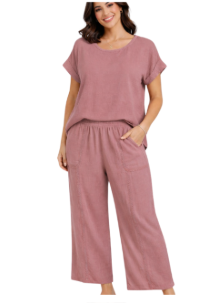 Cotton Gauze Tee & Pants Set