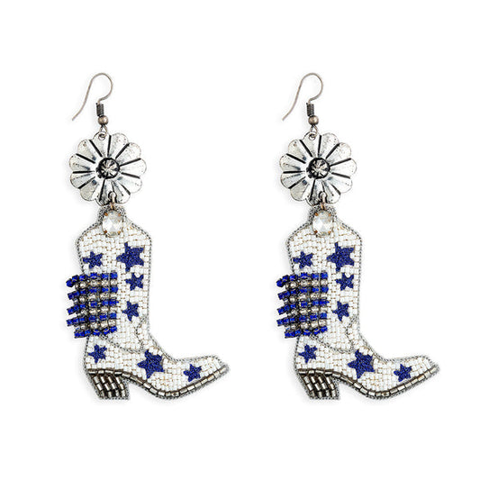 Myra Stars & Bars Beaded Boot Earrings