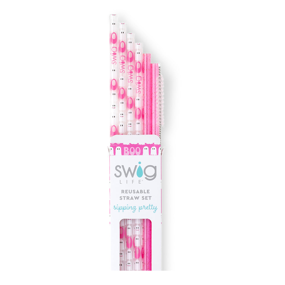 Swig Life Faboolous + Pink Glitter Reusable Straw Set