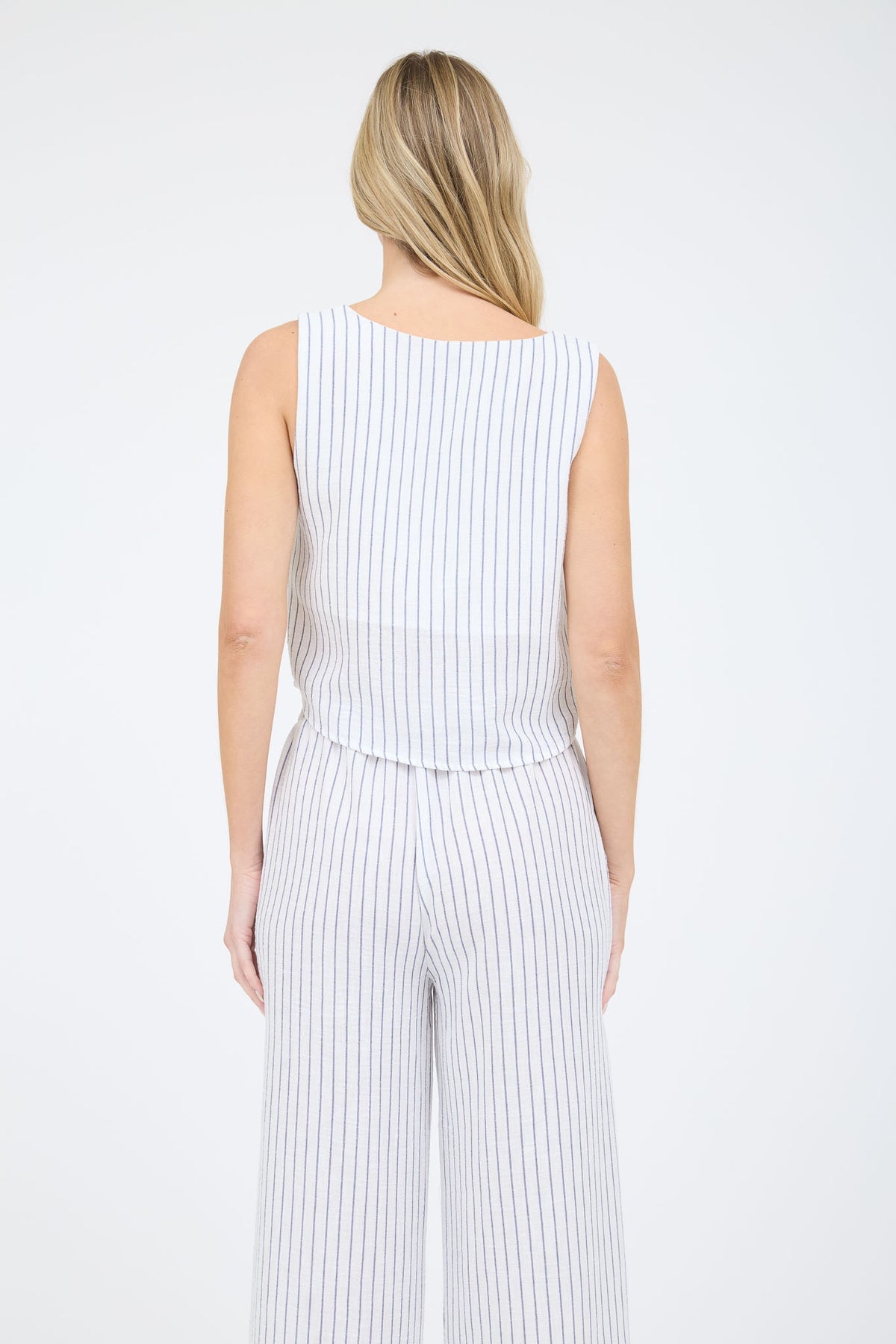 Blu Pepper Pinstripe Wide Leg Pants Set