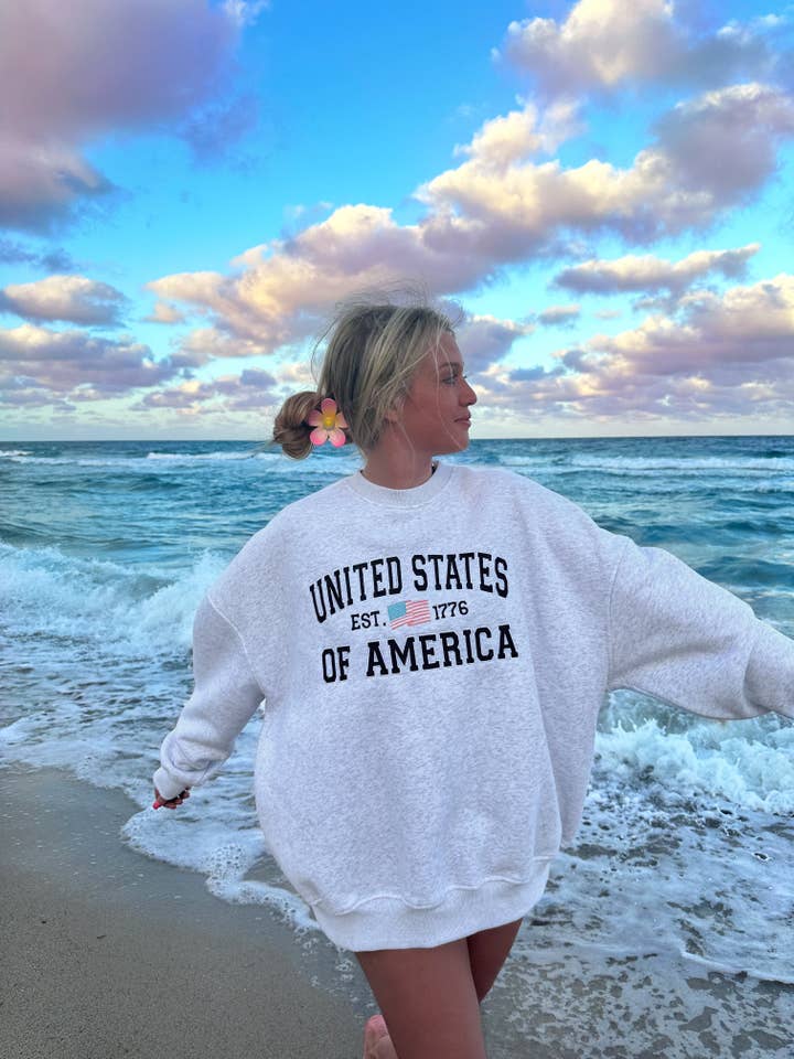 Sunkissed Coconut USA Embroidered Sweatshirt