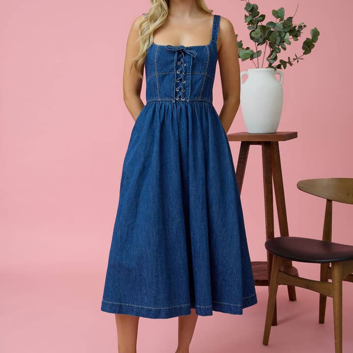 Blu Pepper Denim Midi Dress