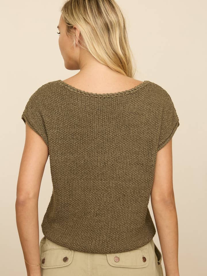 Textured Short Sleeve Sweater Top