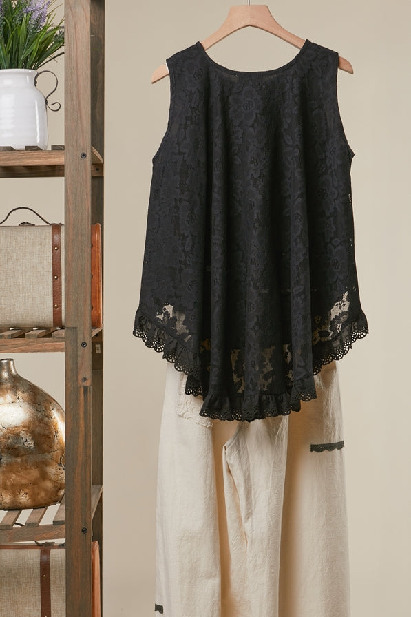 High-Low Layered Lace Top