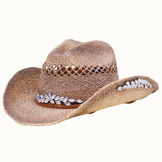 Bejeweled Straw Cowboy Hat