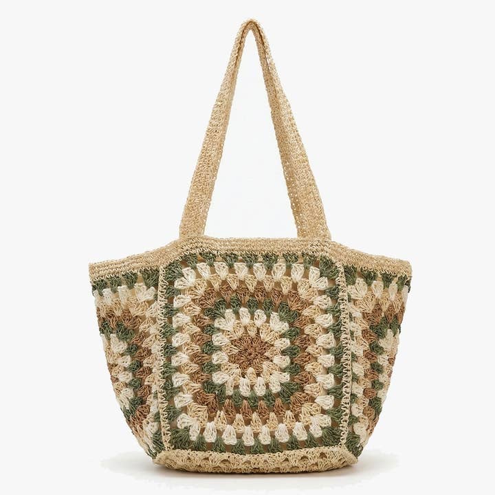Vintage Square Pattern Tote Bag