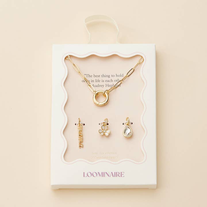 Mama Floral Charm Paperclip Chain Necklace