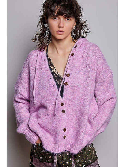 POL Hooded Knit Oversized Cardigan