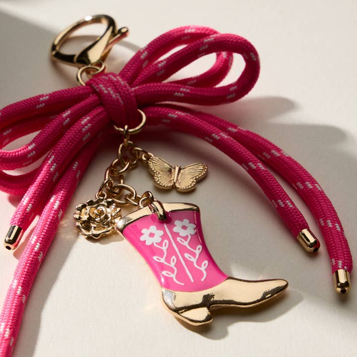 Pink Cowboy Boot Keychain